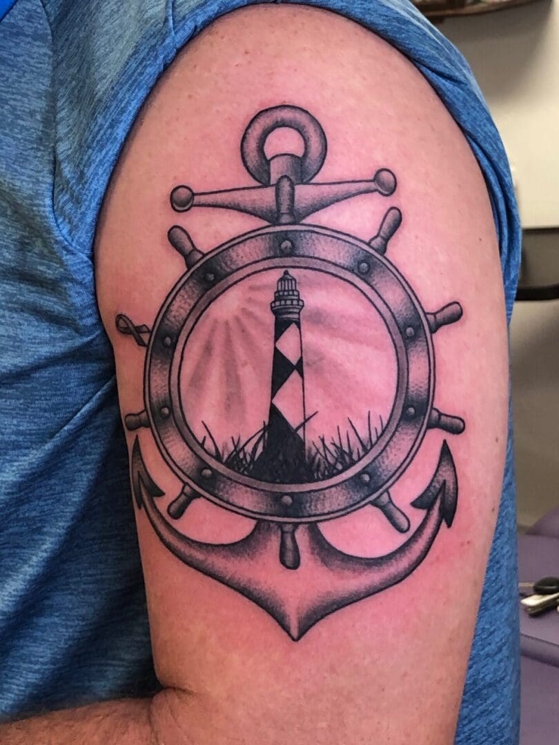 Anchor Cross Tattoo on The Arm