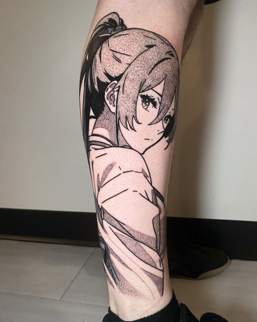 An Arm of a Man With a Cartoon Character Image Section